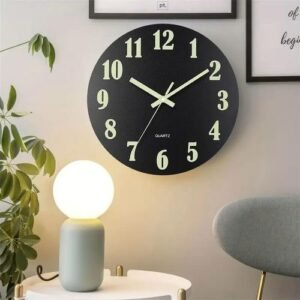 TIMBUTUS 12-Inch Glow-in-the-Dark Wall Clock – Silent Non-Ticking Quartz, Easy-Read Night Display