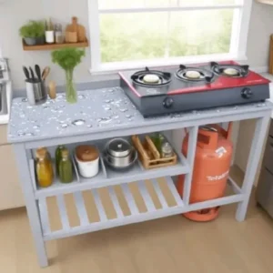 Wooden strong Kitchen table with racks.
