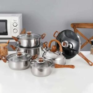12 pieces non stick cooking pots (with wooden handles) Nakumay Kenya