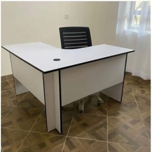 High Quality(White)L-Shaped Office Desk – Spacious Design in Elegant 1.2 M white Finish Nakumat